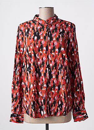 Chemisier tissage crêpe manches longues orange ICHI femme
