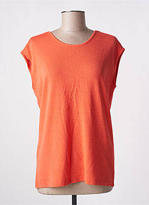 T-shirt col v manches courtes orange PIECES femme