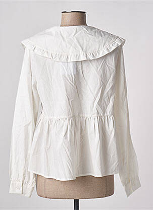 Chemisier tissage popeline manches longues beige ICHI femme
