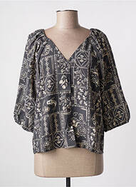 Chemisier imprimé fantaisie manches 3/4 gris OBJECT femme