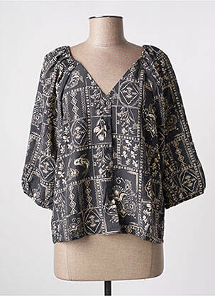 Chemisier imprimé fantaisie manches 3/4 gris OBJECT femme