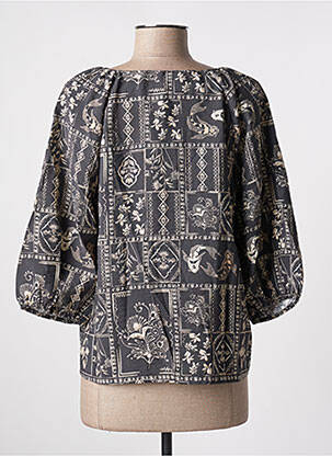 Chemisier imprimé fantaisie manches 3/4 gris OBJECT femme