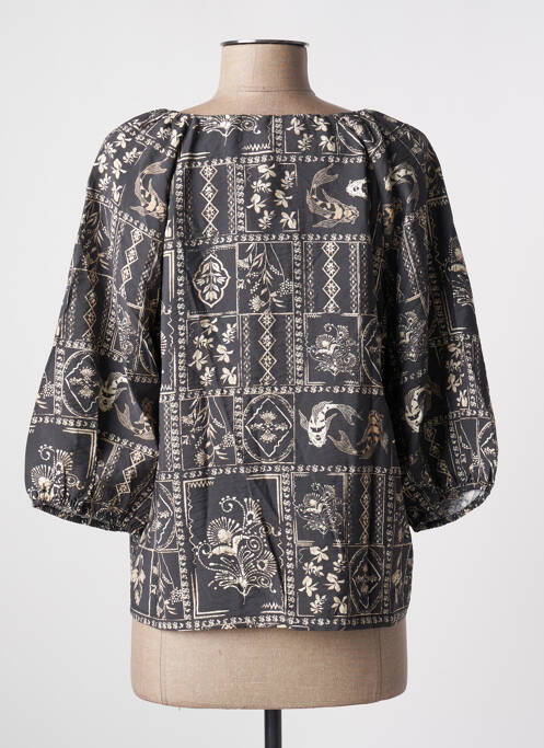 Chemisier imprimé fantaisie manches 3/4 gris OBJECT femme