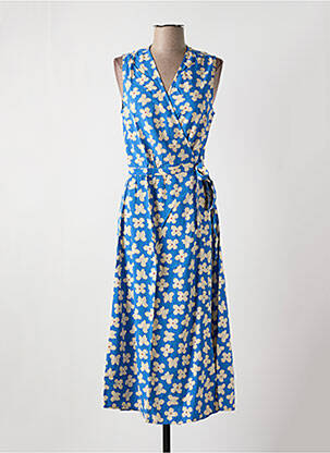 Robe mi-longue imprimé fleurs sans manche bleu THINKING MU femme