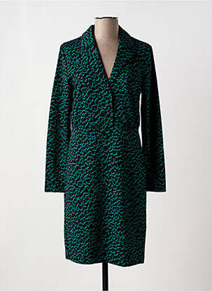 Robe mi-longue imprimé fantaisie manches longues noir ICHI femme