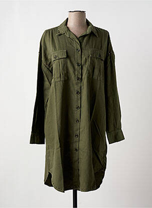 Robe mi-longue manches longues manches longues vert FIVE femme