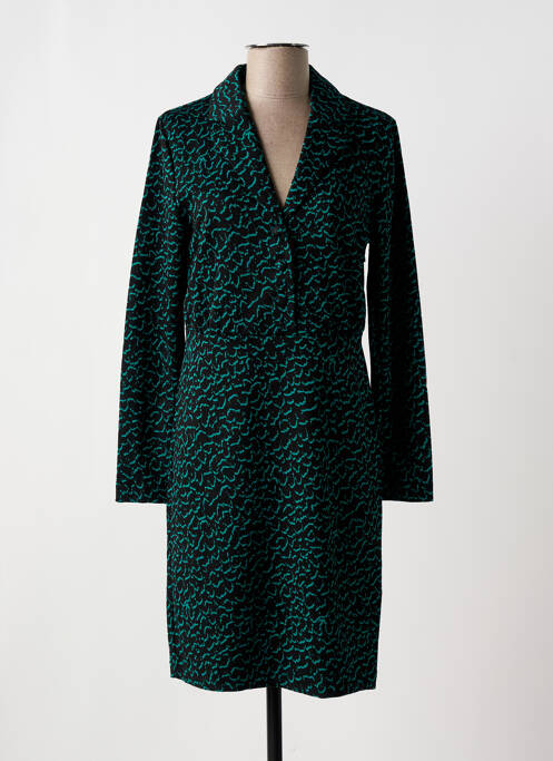 Robe mi-longue imprimé fantaisie manches longues noir ICHI femme