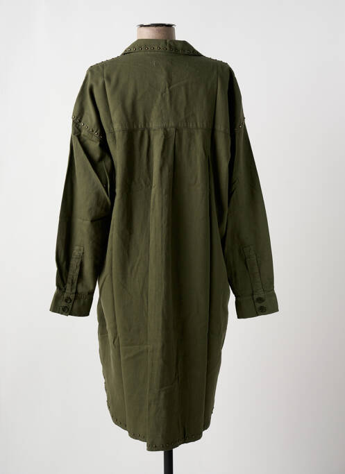 Robe mi-longue manches longues manches longues vert FIVE femme