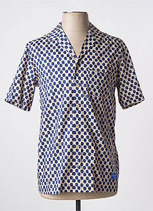 Chemise manches courtes col tailleur bleu SCOTCH & SODA homme
