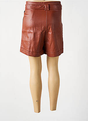 Short tissage simili-cuir taille haute marron GRACE & MILA femme