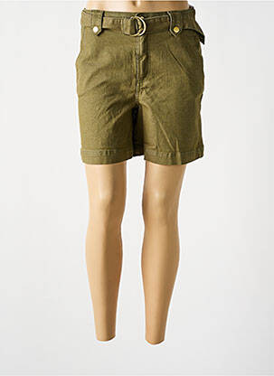Short tissage denim taille haute vert VILA femme