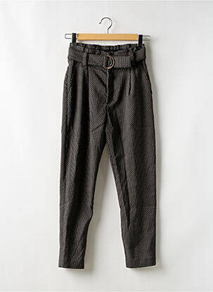 Pantalon droit coupe carotte taille haute noir REIKO femme