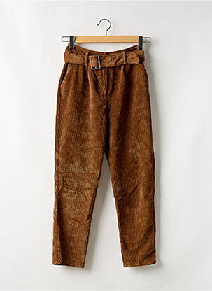 Pantalon droit coupe carotte taille haute marron BERSHKA femme