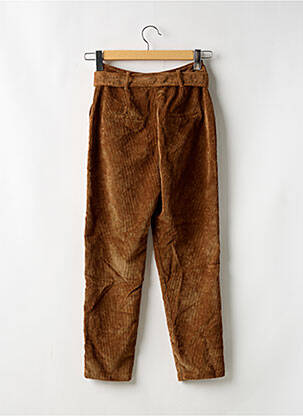 Pantalon droit coupe carotte taille haute marron BERSHKA femme
