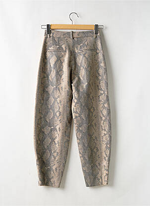 Pantalon large fermeture zippée sous rabat boutonné taille haute beige ZARA femme