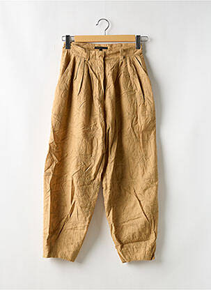 Pantalon large tissage popeline taille haute beige MAJE femme