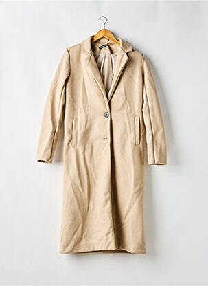 Manteau long coupe droite sans capuche beige BOOHOO femme