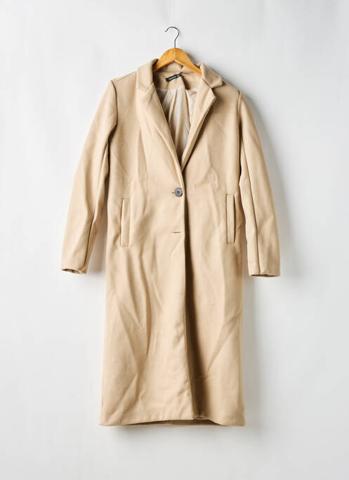 Manteau long coupe droite sans capuche beige BOOHOO femme