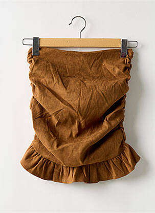 Jupe courte taille haute marron BOOHOO femme