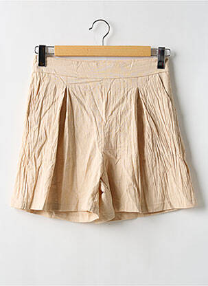 Short taille à pinces taille haute beige SANS MARQUE femme