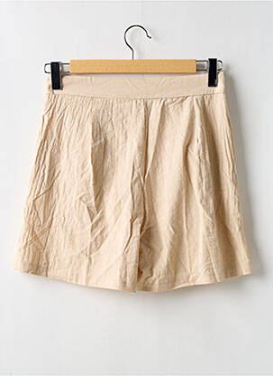 Short taille à pinces taille haute beige SANS MARQUE femme