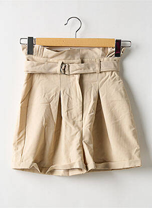 Short fermeture zippée sous rabat avec crochet taille haute beige NASTY GAL femme