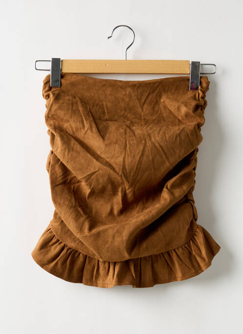 Jupe courte taille haute marron BOOHOO femme