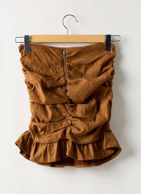 Jupe courte taille haute marron BOOHOO femme