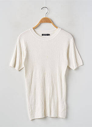 Pull coupe cintrée manches courtes blanc BOOHOO femme