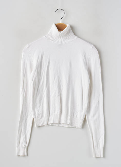 Pull col roulé blanc BERSHKA pour femme