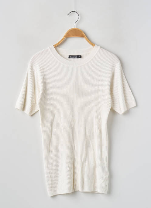 Pull coupe cintrée manches courtes blanc BOOHOO femme
