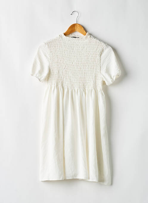 Robe courte coupe évasée manches courtes blanc BOOHOO femme
