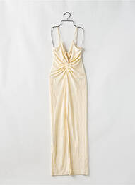 Robe longue imprimé fleurs fines bretelles beige MANGO femme