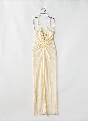 Robe longue imprimé fleurs fines bretelles beige MANGO femme