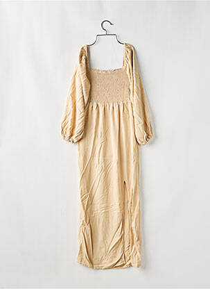 Robe longue manches longues manches longues beige MARYNE femme