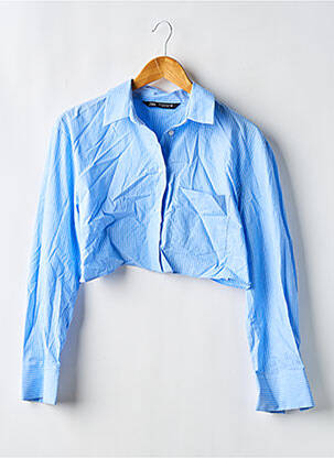 Chemisier coupe droite manches longues bleu ZARA femme