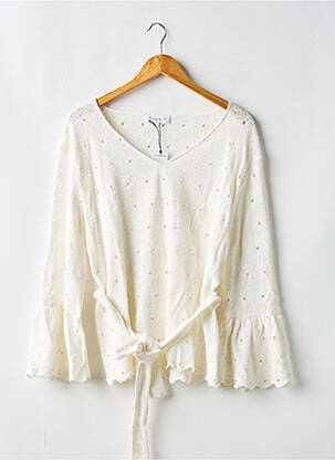 Top coupe cintrée manches longues beige SAWOUR femme