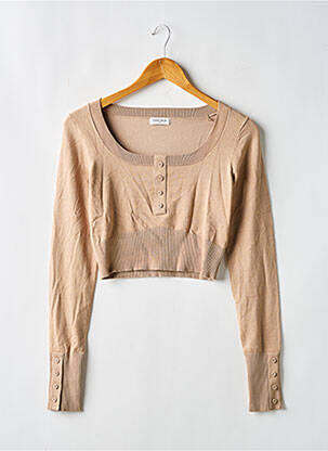Pull resserrée sur le bas manches longues beige LOUNGE femme