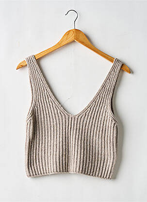 Pull coupe droite sans manche gris THE DROP femme