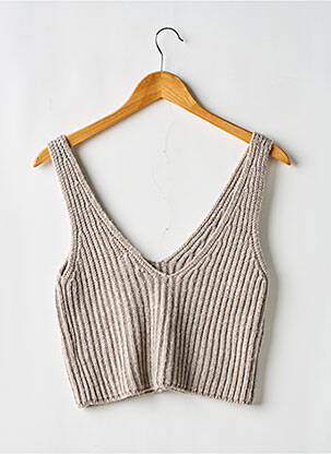 Pull coupe droite sans manche gris THE DROP femme