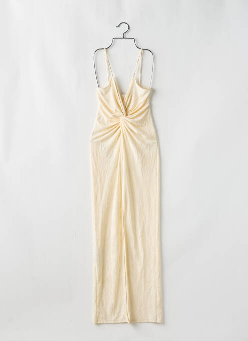 Robe longue imprimé fleurs fines bretelles beige MANGO femme