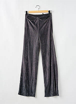 Pantalon large fermeture zip latéral taille haute noir ROTATE femme