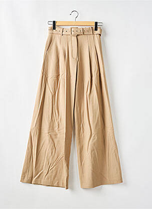 Pantalon large taille à pinces taille haute beige ANNA QUAN femme