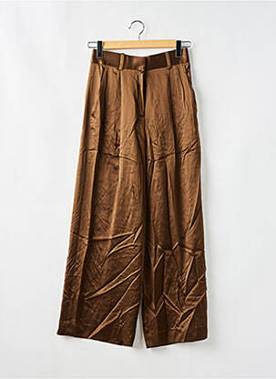 Pantalon large taille à pinces taille haute marron LILY SILK femme