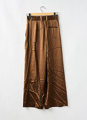 Pantalon large taille à pinces taille haute marron LILY SILK femme