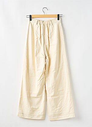 Pantalon large fermeture zippée sous rabat avec crochet taille haute beige SANCIA femme