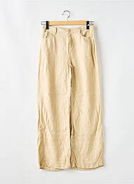Pantalon large fermeture zippée sous rabat boutonné taille haute beige REIKO femme