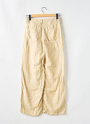 Pantalon large fermeture zippée sous rabat boutonné taille haute beige REIKO femme
