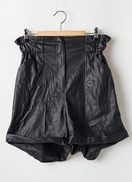 Short tissage simili-cuir taille haute noir BENOA femme