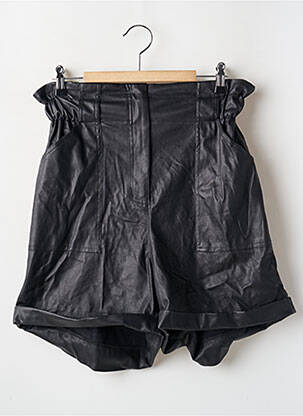 Short tissage simili-cuir taille haute noir BENOA femme